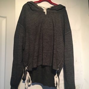 Grey flowy sweatshirt with white ties
